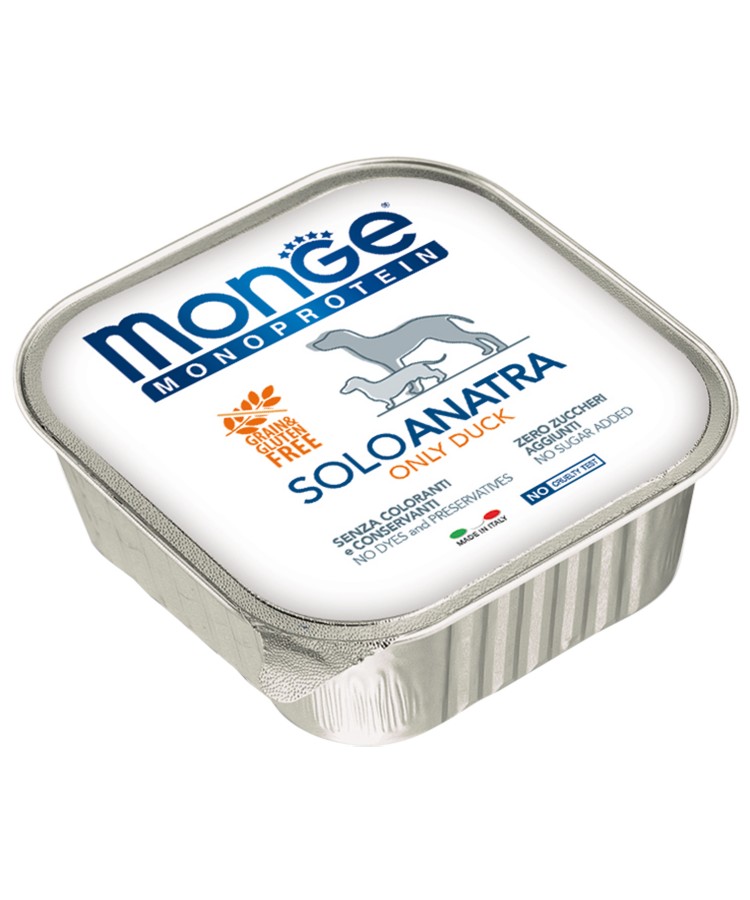 Влажный корм Monge Dog Monoprotein для собак, паштет из утки, консервы 150 г