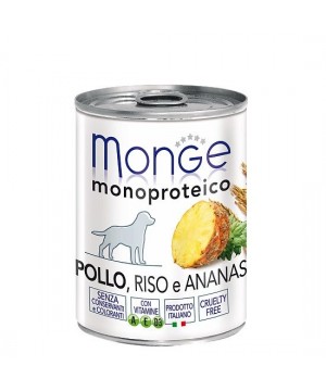 Паштет для собак MONGE DOG MONOPROTEICO FRUITS , из курицы с рисом и ананасами - 400 грамм