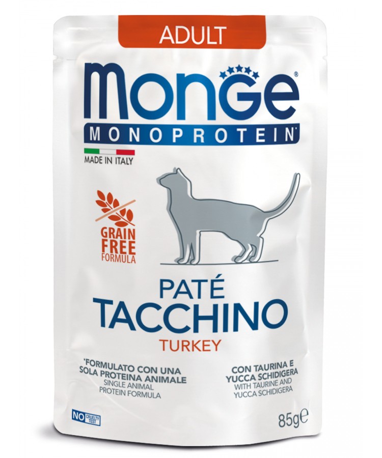 Monge Cat Monoprotein Pouch паучи для кошек индейка 85г