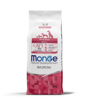 Сухой корм Monge Dog Speciality Line Monoprotein All Breeds Beef and Rice для взрослых собак всех пород, из говядины с рисом 12 кг