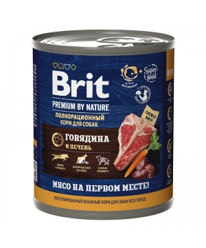 Brit (Брит) Premium By Nature консервы с говядина и печенью для взрослых собак всех пород, 850 гр