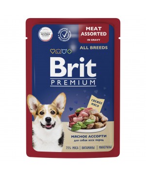 Brit (Брит) Premium Пауч мясное ассорти в соусе для взрослых собак всех пород 85 гр.