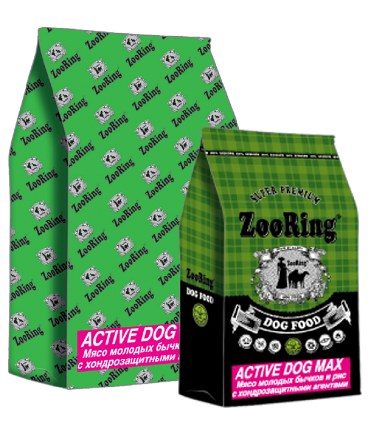 КОРМ ДЛЯ СОБАК ZOORING ACTIVE DOG MAX МЯСО МОЛОДЫХ БЫЧКОВ И РИС С ХОНДРОЗАЩИТНЫМИ АГЕНТАМИ 20 кг