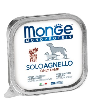 Влажный корм Monge Dog Monoprotein для собак, паштет из ягненка, консервы 150 г