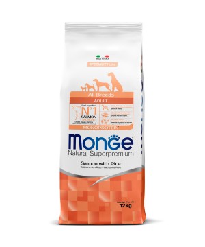 Сухой корм Monge Dog Speciality Line Monoprotein для взрослых собак всех пород, из лосося с рисом 12 кг