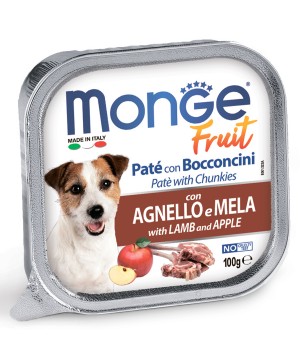 Влажный корм Monge Dog Fruit для собак, с ягненком и яблоком, консервы 100 г