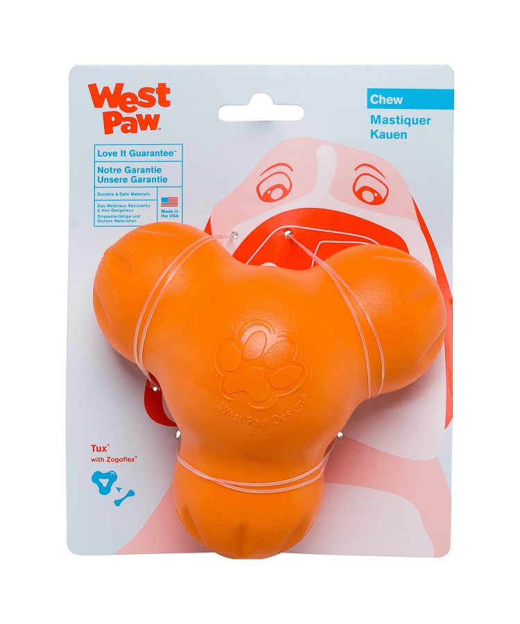 Игрушка West Paw Zogoflex Tux S под лакомства для собак мелких пород, оранжевая 10 см