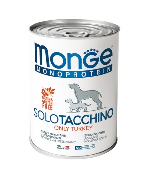 Влажный корм Monge Dog Monoprotein для собак, паштет из индейки, консервы 400 г