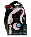 flexi рулетка NEW LINE Comfort S (до 15 кг) лента 5 м серый/розовый