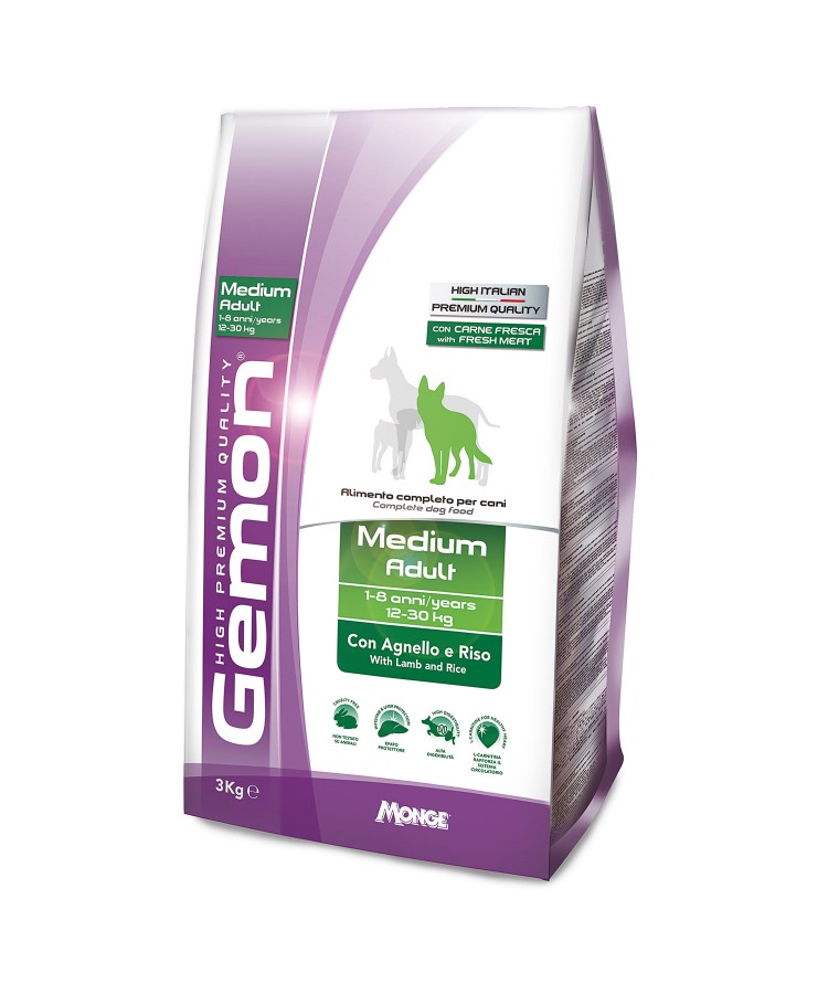 Gemon Dog Medium корм для взрослых собак средних пород ягненок с рисом 3 кг