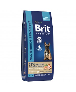 Brit (Брит) Premium Dog Sensitive с лососем и индейкой для взрослых собак всех пород с чувствительным пищеварением 8 кг