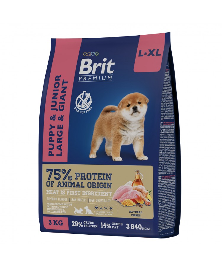 Brit Premium Dog Puppy and Junior Large and Giant курицей для щенков крупных и гигантских пород 3 кг