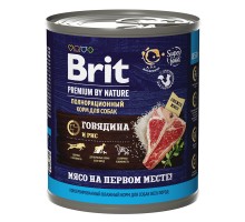 Brit (Брит) Premium By Nature консервы с говядиной и рисом для взрослых собак всех пород, 850 гр