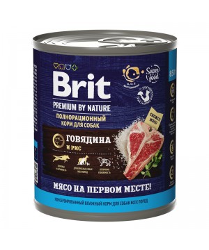 Brit (Брит) Premium By Nature консервы с говядиной и рисом для взрослых собак всех пород, 850 гр