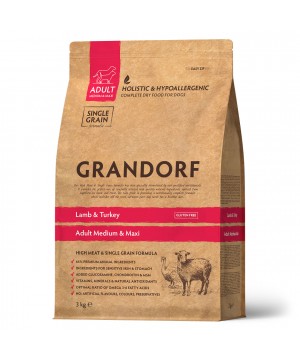 GRANDORF DOG Lamb&Turkey MED&MAXI (ягнёнок с индейкой для собак средних и крупных пород) 3 кг.