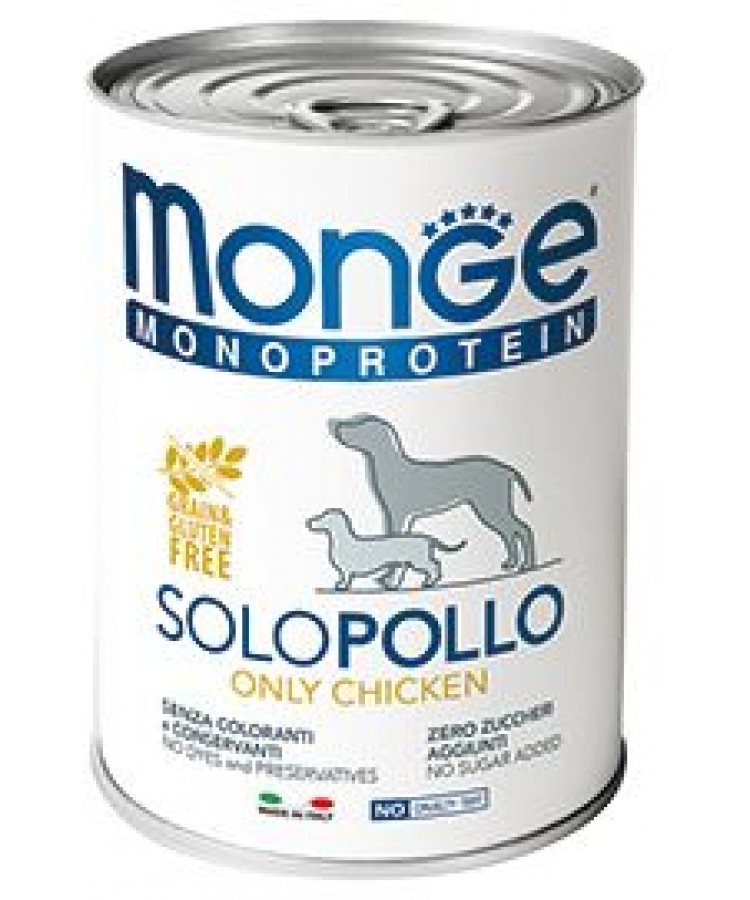 Паштет для собак MONGE DOG MONOPROTEICO SOLO, из курицы - 400 грамм