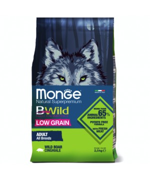 Сухой корм Monge Dog BWild LOW GRAIN, для взрослых собак, низкозерновой, из мяса дикого кабана 2,5 кг