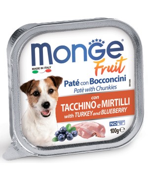 Влажный корм Monge Dog Fruit для собак,с индейкой с черникой, консервы 100 г