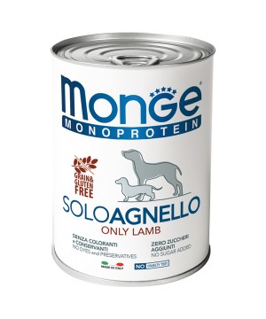 Влажный корм Monge Dog Monoprotein для собак, паштет из ягненка, консервы 400 г