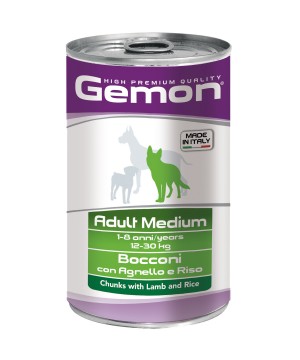 Gemon Dog Medium консервы для собак средних пород кусочки ягненка с рисом 1250г