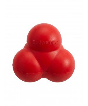 Playology хрустящий жевательный тройной мяч SQUEAKY BOUNCE BALL с пищалкой и с ароматом говядины, красный