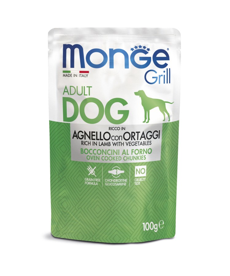 Monge Dog Grill Pouch паучи для собак ягненок с овощами 100г