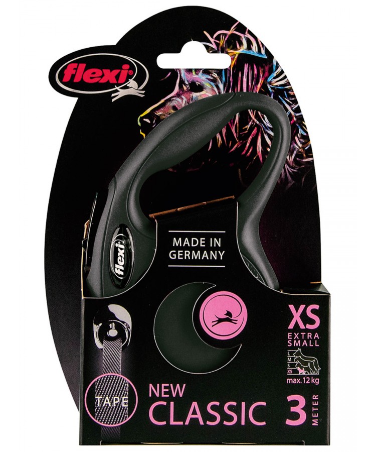 flexi рулетка New Classic XS (до 12 кг) 3 м лента черная