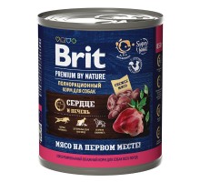 Brit (Брит) Premium By Nature консервы с сердцем и печенью для взрослых собак всех пород, 850 гр