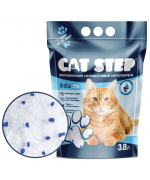 Наполнитель для кошачьих туалетов Cat Step Arctic Blue 3,8л, силикагелевый впитывающий (1,7 кг)