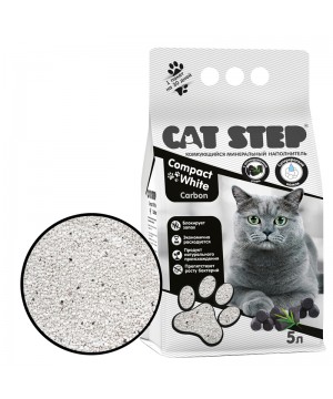 Наполнитель для кошачьих туалетов минеральный наполнитель CAT STEP Compact White Carbon, 5 л (4,2 кг)