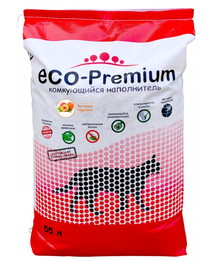 ECO Premium Персик наполнитель древесный персик 20,2 кг 55 л