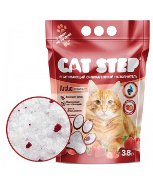 Наполнитель для кошачьих туалетов Cat Step Arctic Strawberry 3,8л, силикагелевый впитывающий (1,7 кг)