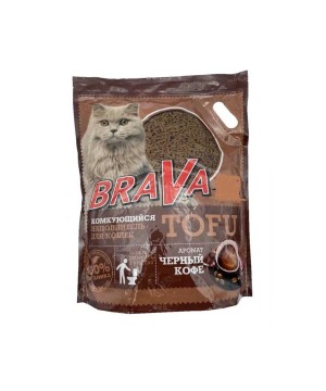 Наполнитель комкующийся ТОФУ Brava (Брава) 5Л ЧЁРНЫЙ КОФЕ (2 кг)