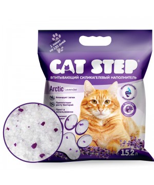 Наполнитель впитывающий силикагелевый CAT STEP Arctic Lavender, 15,2 л (7,24 кг)