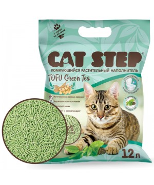 Наполнитель комкующийся растительный CAT STEP Tofu Green Tea, 12 л (5,4 кг)