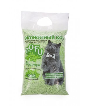 Экономный кот Наполнитель комкующийся TOFU Аромат зеленого чая 4 л (2,15 кг)