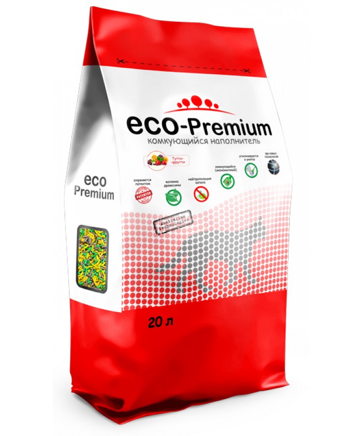 ECO Premium Тутти-фрутти наполнитель древесный ягоды 7,6 кг 20 л