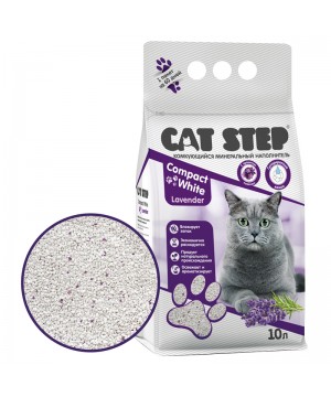 Наполнитель комкующийся минеральный CAT STEP Compact White Lavender, 10 л (8,4 кг)