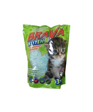 Наполнитель впитывающий силикагелевый Brava (Брава) KITTEN 3,8Л (1,5 кг)