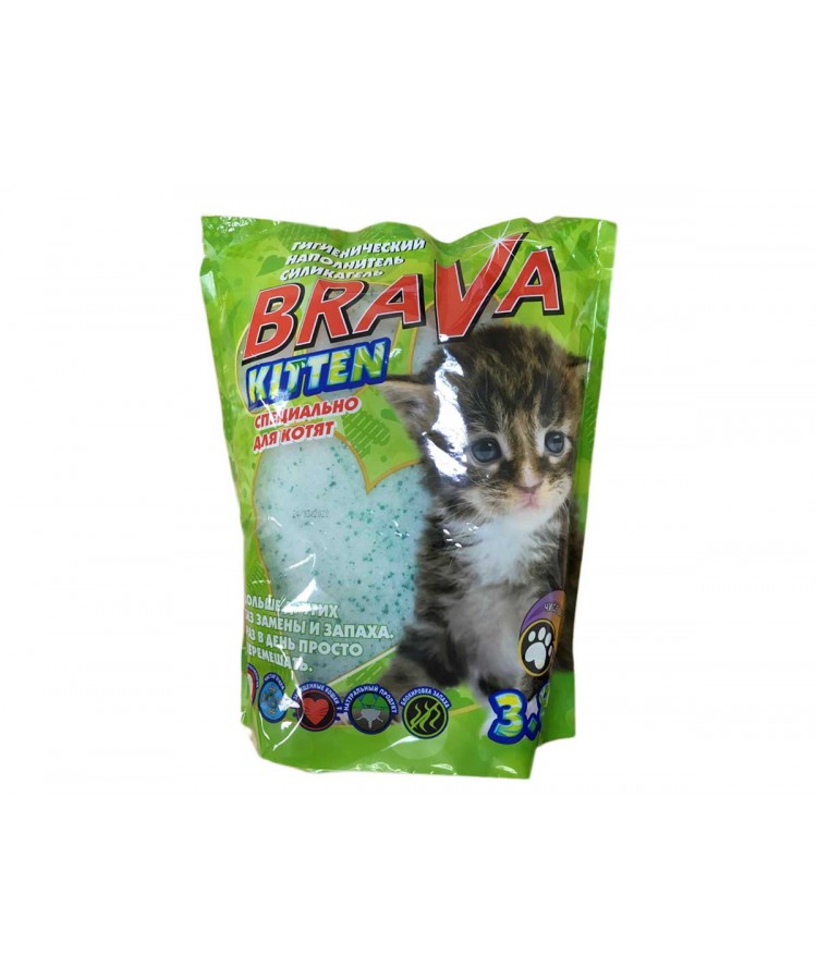 Наполнитель впитывающий силикагелевый Brava (Брава) KITTEN 3,8Л