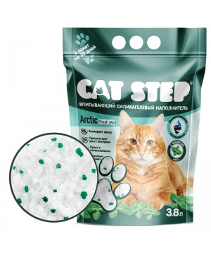 Наполнитель впитывающий силикагелевый CAT STEP Crystal Fresh Mint, 3,8 л (1,7 кг)