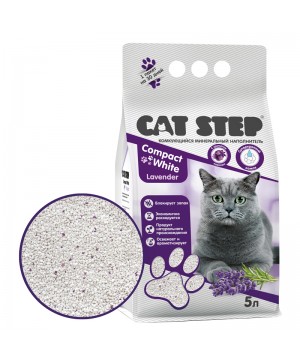 Наполнитель для кошачьих туалетов минеральный наполнитель CAT STEP Compact White Lavеnder, 5 л (4,2 кг)