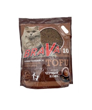 Наполнитель комкующийся ТОФУ Brava (Брава) 10Л ЧЁРНЫЙ КОФЕ (4 кг)