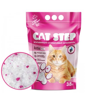 Наполнитель впитывающий силикагелевый CAT STEP Crystal Pink, 3,8 л (1,7 кг)