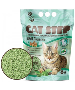 Наполнитель комкующийся растительный CAT STEP Tofu Green Tea, 6 л (2,2 кг)